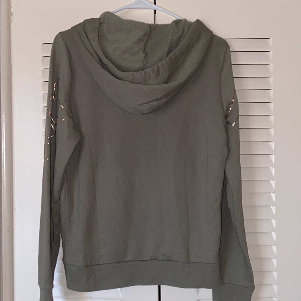OLIVE GREEN AND ROSE GOLD “PINK” HOODIE - Picture 4 of 4